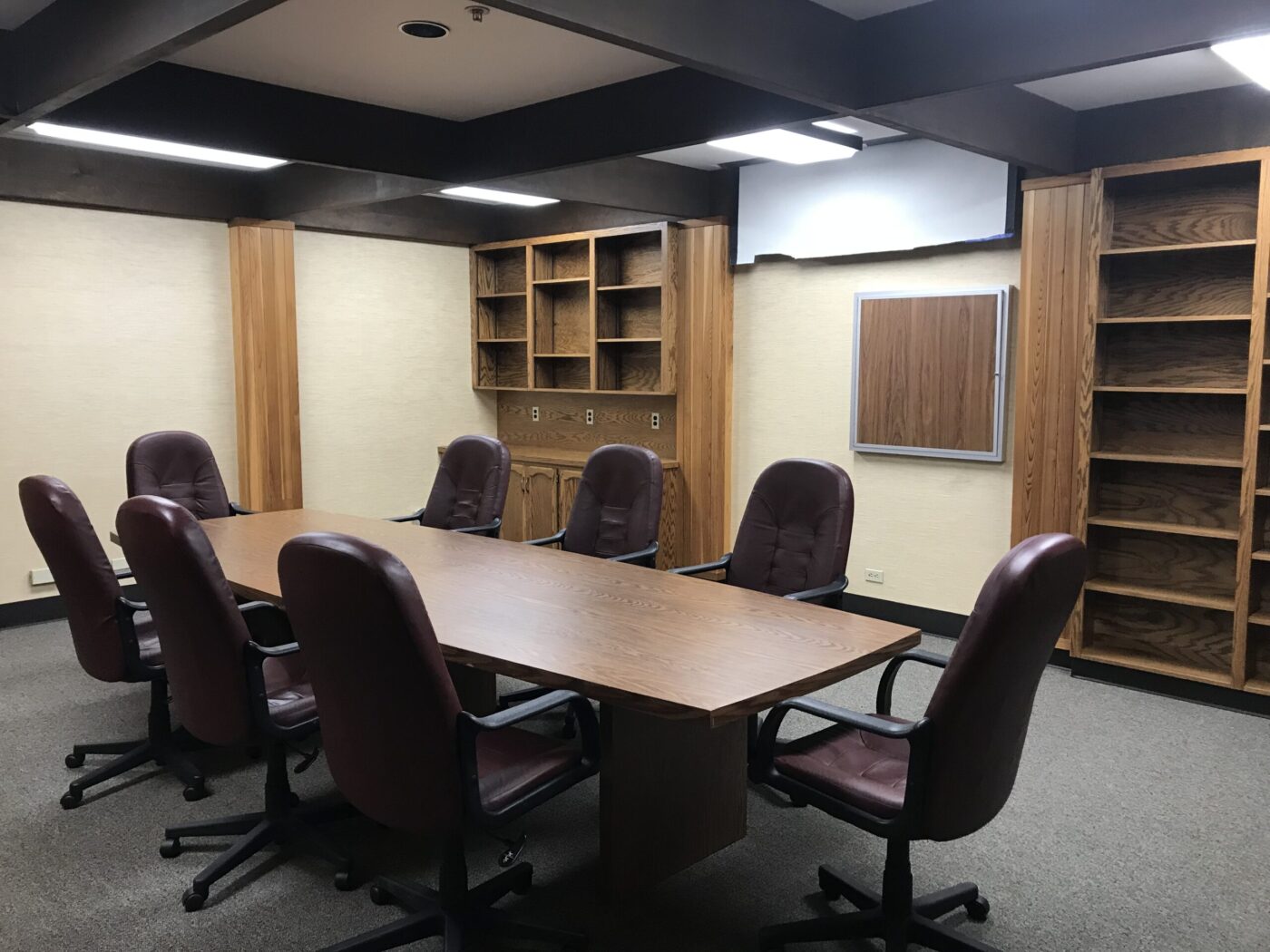 conference room with built in shelves
