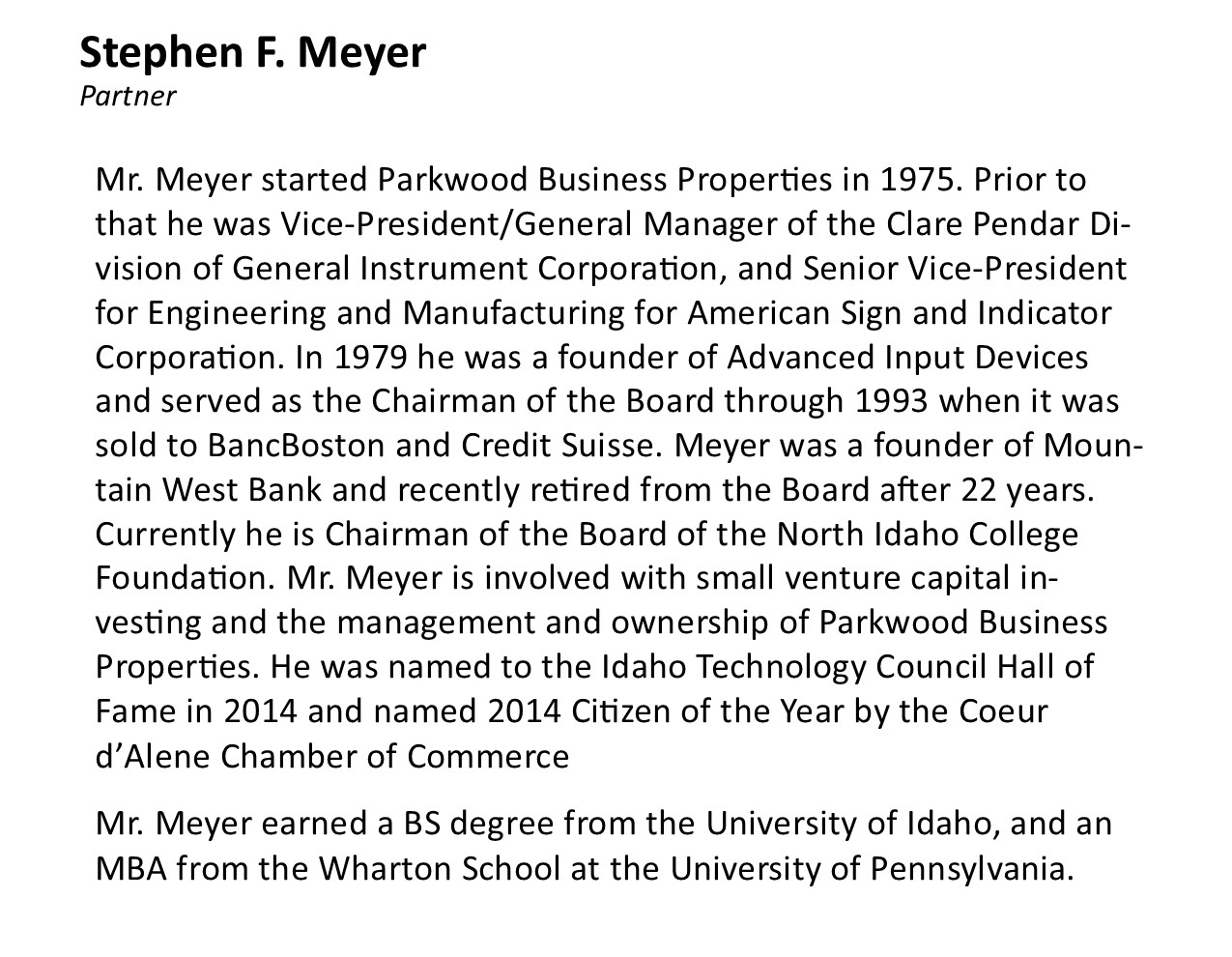 Steve Meyer Bio